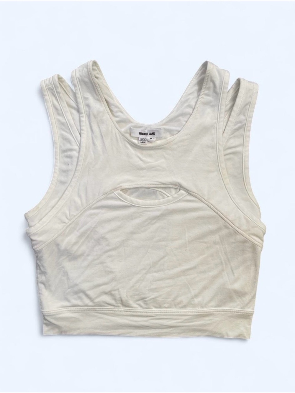 Helmut Lang double strap tank cutout crop Top minimalist designer streetwear S